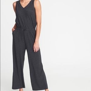 Old Navy Breathe ON V-Neck Charcoal Wide Leg Jumpsuit